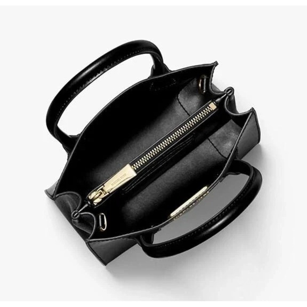 Michael Kors Mercer Black Pebbled Leather Medium Crossbody Satchel Bag. - Picture 2 of 8